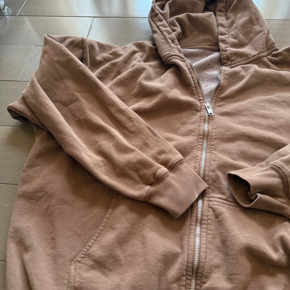 Brandy Melville Brown Zip-Up Hoodie - Picture 5 of 6